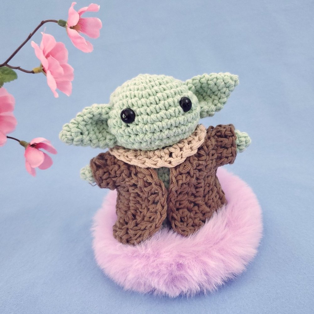 Hand Crocheted Baby Yoda Plush Amigurumi - Picture 2 of 9